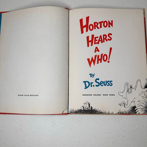 Dr Seuss Horton Hears A Who 1954 Hardcover First Edition Book Club Edition - Picture 3 of 4